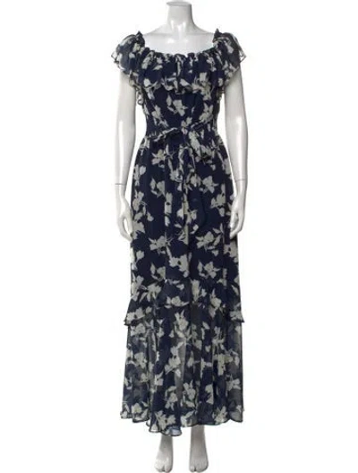 Pre-owned Sachin & Babi Floral Print Long Dress In Blue