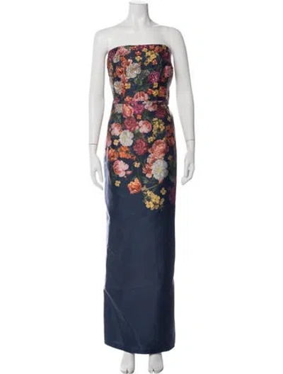 Pre-owned Sachin & Babi Floral Print Long Dress In Blue