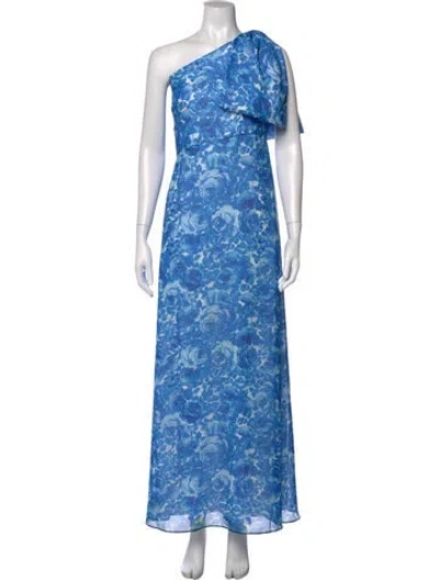 Pre-owned Sachin & Babi Floral Print Long Dress In Blue