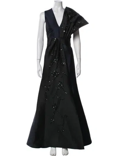 Pre-owned Sachin & Babi Floral Print Long Dress In Blue