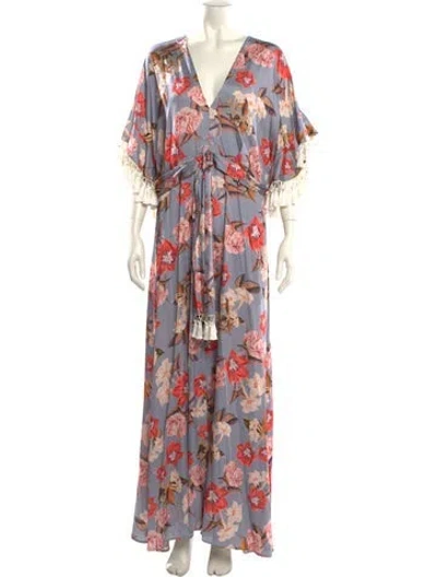 Pre-owned Sachin & Babi Floral Print Long Dress In Gray