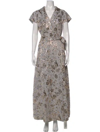 Pre-owned Sachin & Babi Floral Print Long Dress In Gray