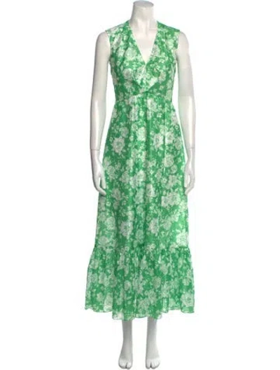Pre-owned Sachin & Babi Floral Print Long Dress In Green