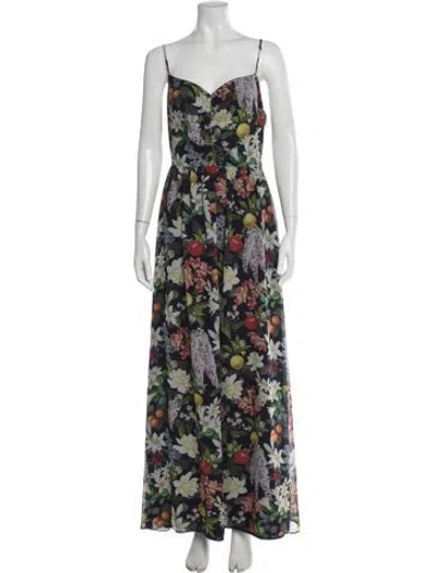 Pre-owned Sachin & Babi Floral Print Long Dress In Green