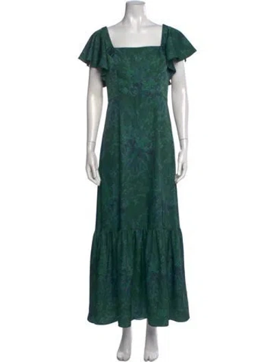 Pre-owned Sachin & Babi Floral Print Long Dress In Green