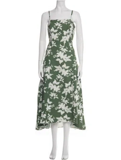 Pre-owned Sachin & Babi Floral Print Long Dress In Green