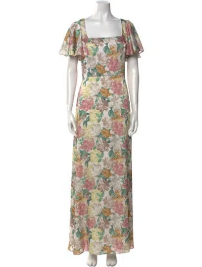 Pre-owned Sachin & Babi Floral Print Long Dress In Neutral