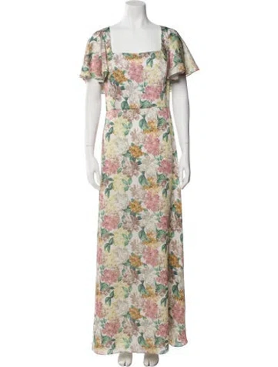 Pre-owned Sachin & Babi Floral Print Long Dress In Neutral