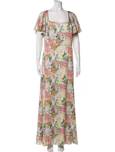 Pre-owned Sachin & Babi Floral Print Long Dress In Neutral
