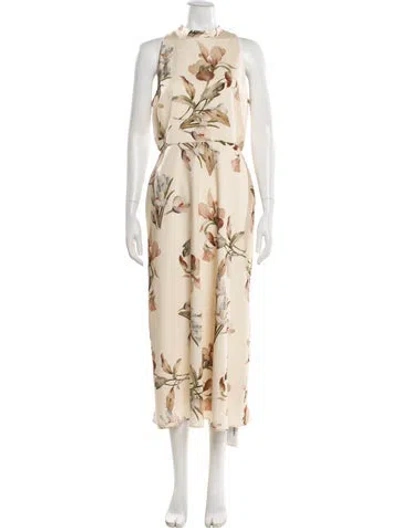 Pre-owned Sachin & Babi Floral Print Long Dress In Neutral