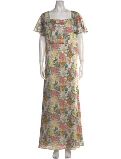 Pre-owned Sachin & Babi Floral Print Long Dress In Neutral