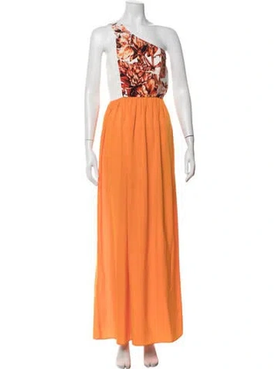 Pre-owned Sachin & Babi Floral Print Long Dress In Orange