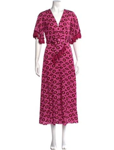 Pre-owned Sachin & Babi Floral Print Long Dress In Pink