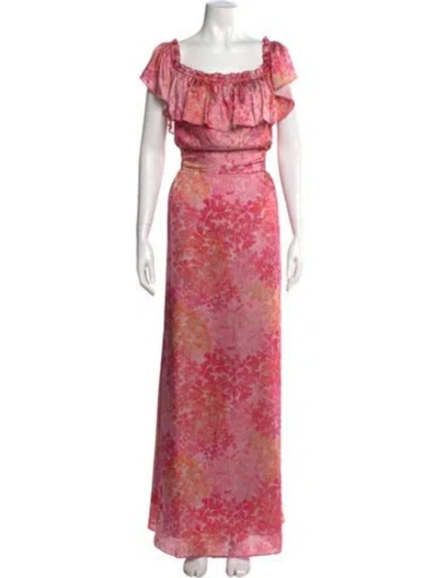 Pre-owned Sachin & Babi Floral Print Long Dress In Pink