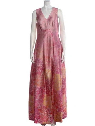 Pre-owned Sachin & Babi Floral Print Long Dress In Pink