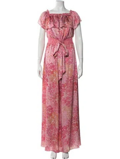 Pre-owned Sachin & Babi Floral Print Long Dress In Pink