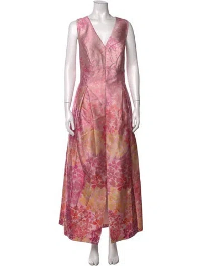 Pre-owned Sachin & Babi Floral Print Long Dress In Pink