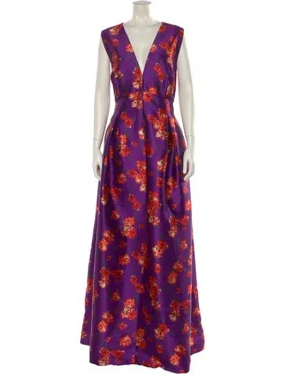 Pre-owned Sachin & Babi Floral Print Long Dress In Purple