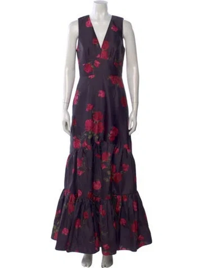 Pre-owned Sachin & Babi Floral Print Long Dress In Purple