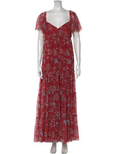 Pre-owned Sachin & Babi Floral Print Long Dress In Red