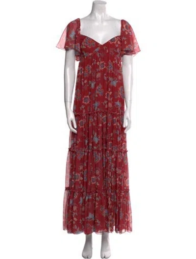 Pre-owned Sachin & Babi Floral Print Long Dress In Red