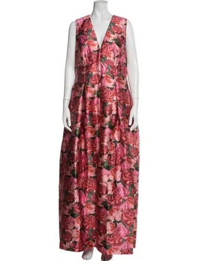 Pre-owned Sachin & Babi Floral Print Long Dress In Red