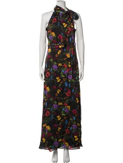 Pre-owned Sachin & Babi Floral Print Long Dress W/ Tags In Black