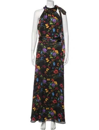 Pre-owned Sachin & Babi Floral Print Long Dress W/ Tags In Black