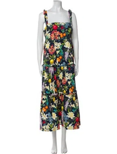 Pre-owned Sachin & Babi Floral Print Long Dress W/ Tags In Blue