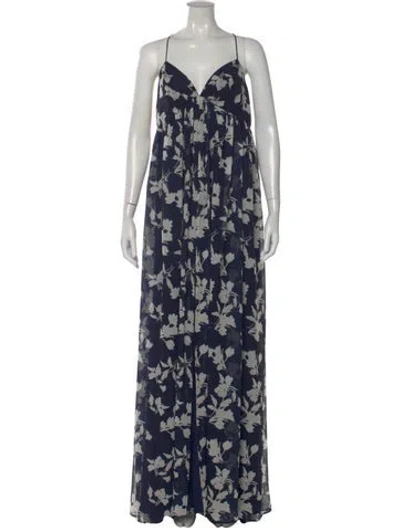 Pre-owned Sachin & Babi Floral Print Long Dress W/ Tags In Blue