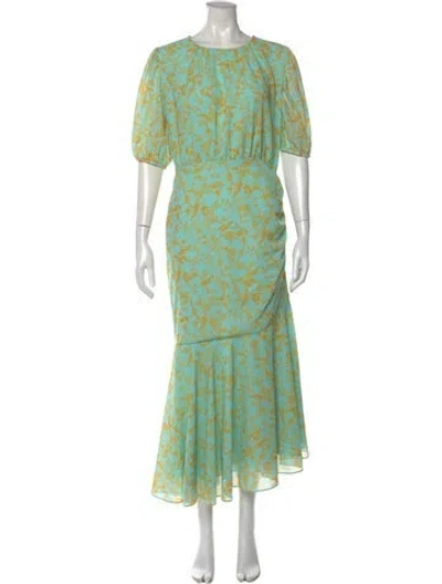Pre-owned Sachin & Babi Floral Print Long Dress W/ Tags In Blue