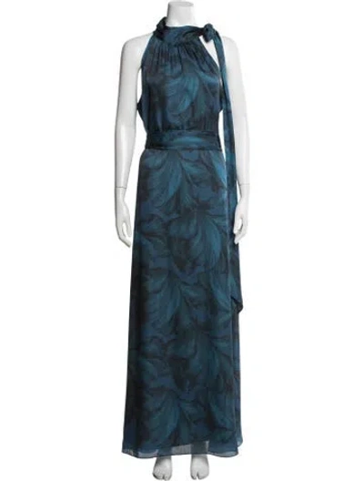 Pre-owned Sachin & Babi Floral Print Long Dress W/ Tags In Blue