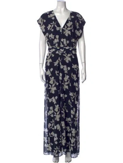 Pre-owned Sachin & Babi Floral Print Long Dress W/ Tags In Blue
