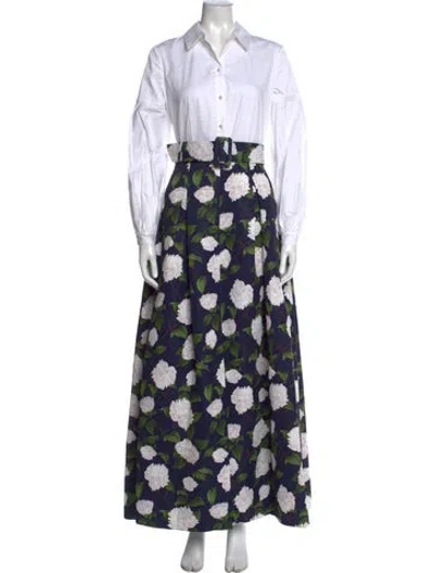 Pre-owned Sachin & Babi Floral Print Long Dress W/ Tags In Blue