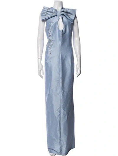 Pre-owned Sachin & Babi Floral Print Long Dress W/ Tags In Blue