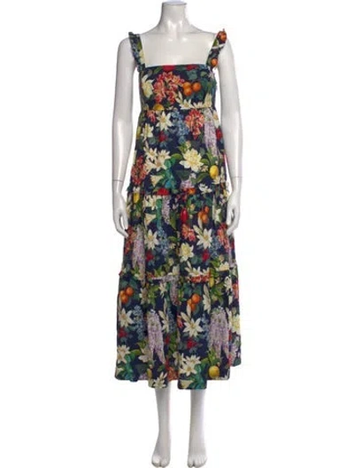 Pre-owned Sachin & Babi Floral Print Long Dress W/ Tags In Blue
