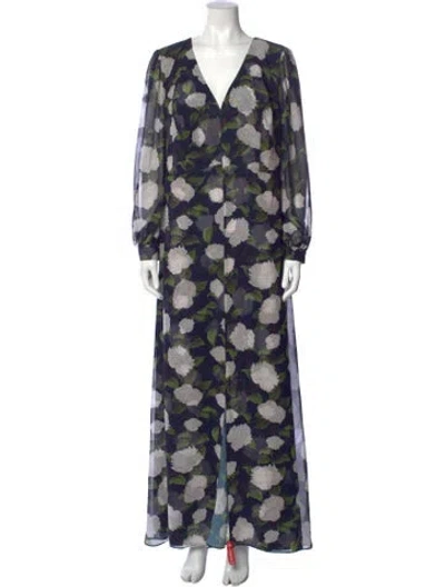 Pre-owned Sachin & Babi Floral Print Long Dress W/ Tags In Blue