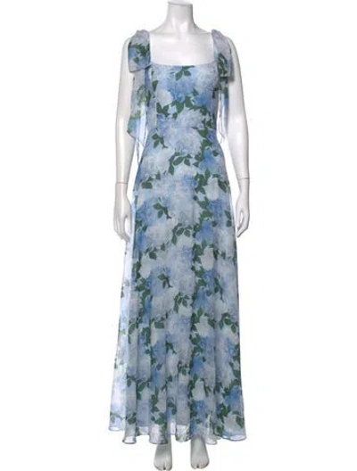 Pre-owned Sachin & Babi Floral Print Long Dress W/ Tags In Blue