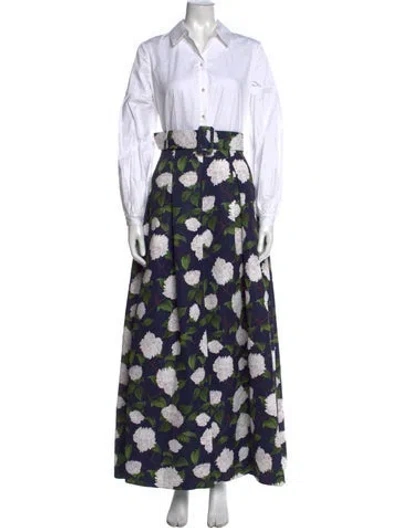 Pre-owned Sachin & Babi Floral Print Long Dress W/ Tags In Blue
