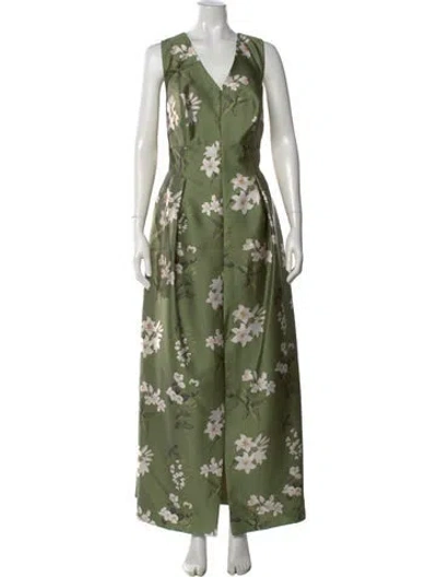 Pre-owned Sachin & Babi Floral Print Long Dress W/ Tags In Green