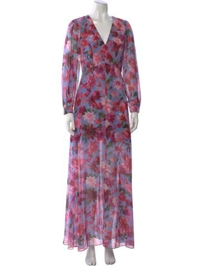 Pre-owned Sachin & Babi Floral Print Long Dress W/ Tags In Multi