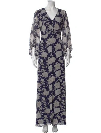 Pre-owned Sachin & Babi Floral Print Long Dress W/ Tags In Multi