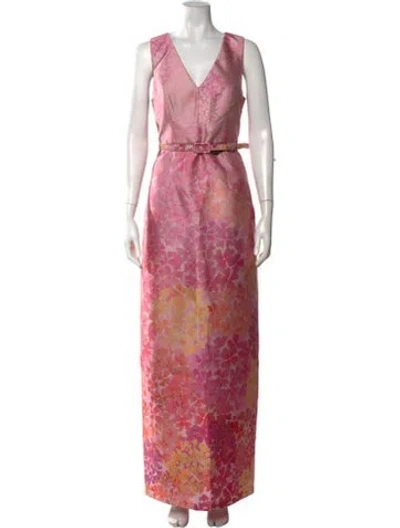 Pre-owned Sachin & Babi Floral Print Long Dress W/ Tags In Pink