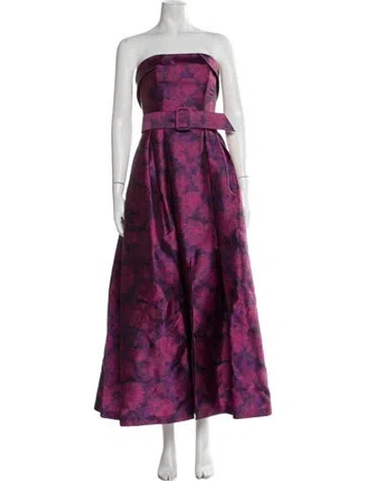 Pre-owned Sachin & Babi Floral Print Long Dress W/ Tags In Purple
