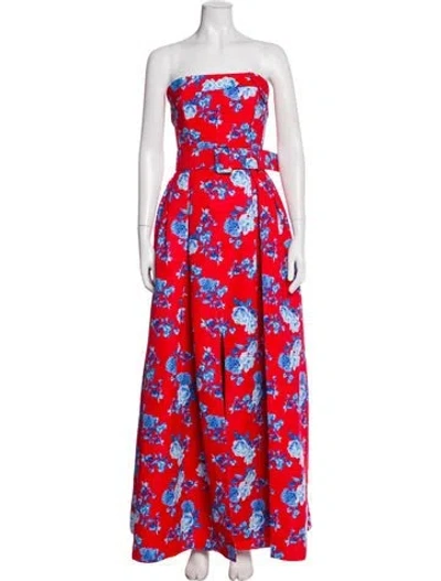Pre-owned Sachin & Babi Floral Print Long Dress W/ Tags In Red