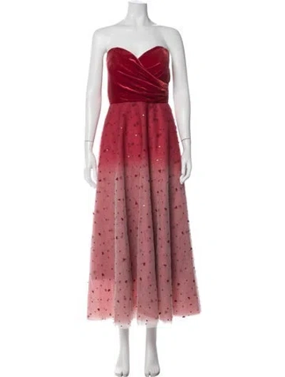 Pre-owned Sachin & Babi Floral Print Long Dress W/ Tags In Red
