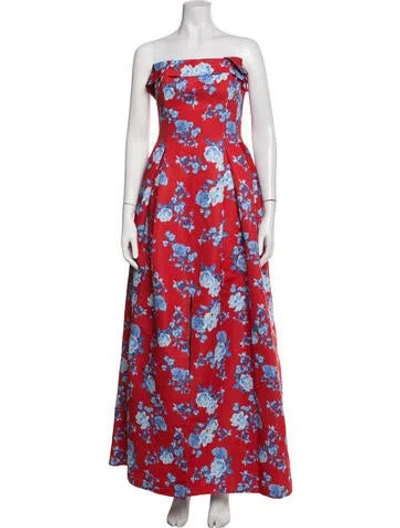 Pre-owned Sachin & Babi Floral Print Long Dress W/ Tags In Red