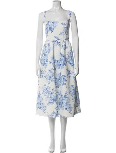 Pre-owned Sachin & Babi Floral Print Long Dress In White