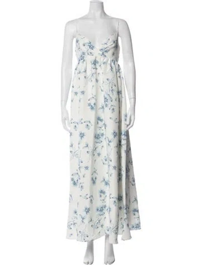 Pre-owned Sachin & Babi Floral Print Long Dress In White
