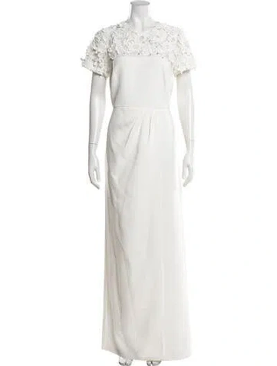 Pre-owned Sachin & Babi Floral Print Long Dress In White